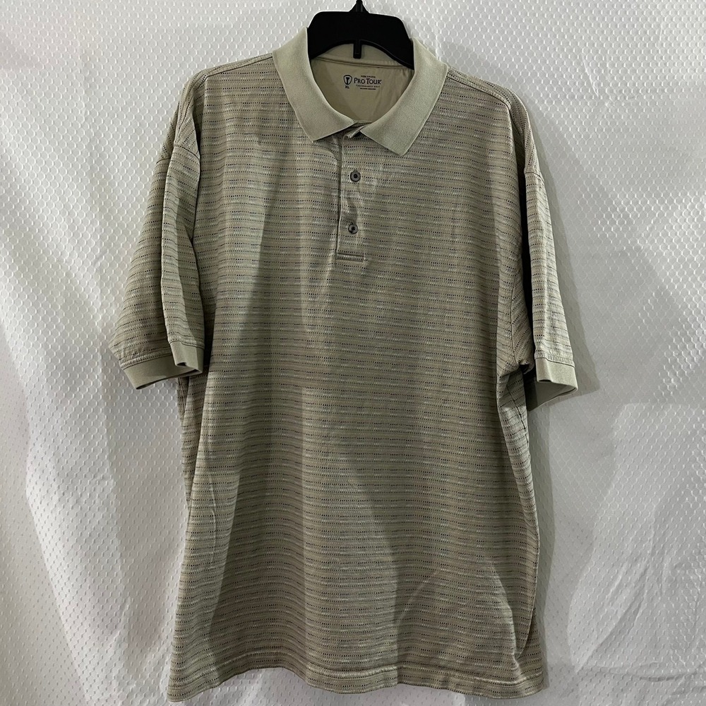 Mercerized Pro Tour Performance Golf Tan Short Sleeve Polo Shirt Men's Size XL